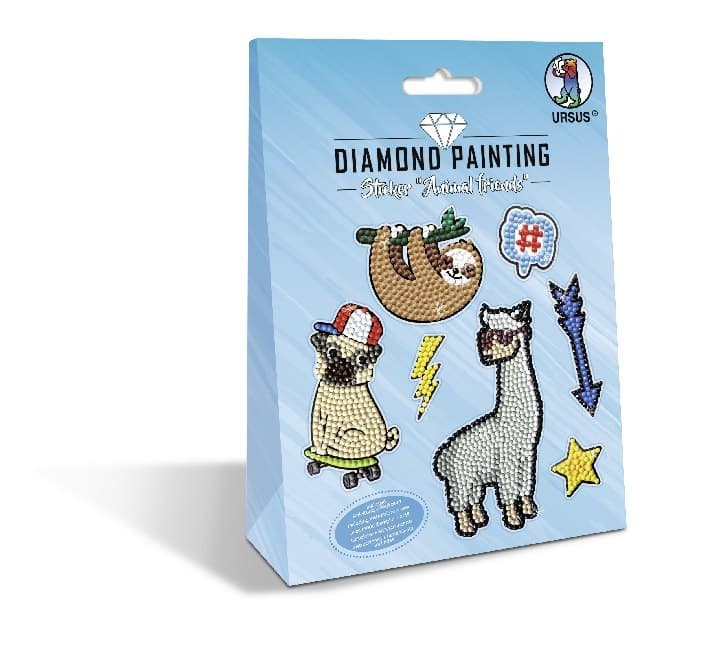 URSUS Kinder-Bastelsets Diamond Painting Sticker Animal Friends, 2er Bogen