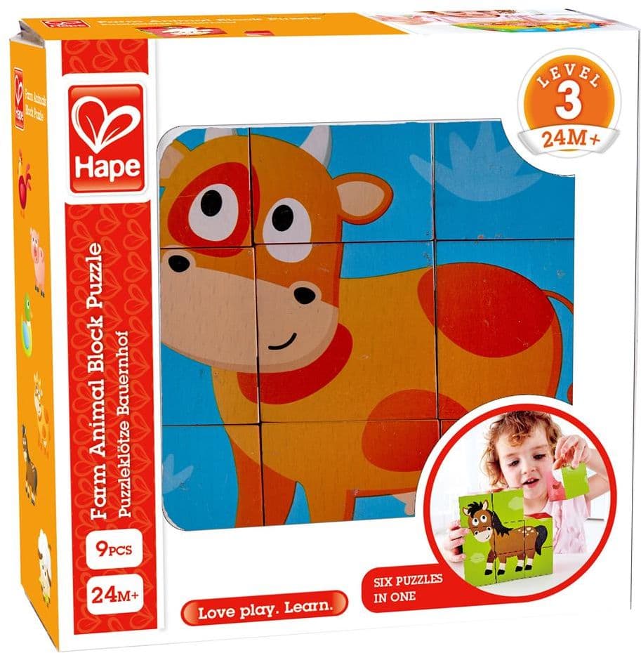 Hape - Blockpuzzle Bauernhof, 9 Teile