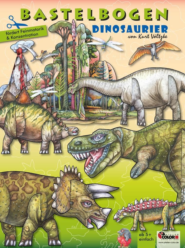 Dinosaurier basteln Papier Bastelbogen Auschneidebogen