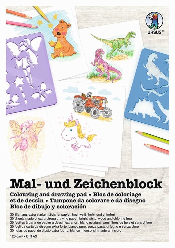 URSUS Zeichen und Künstlerbedarf Mal- & Zeichenblock, 120 g/m², DIN A3, 30 Blatt, hochweiß