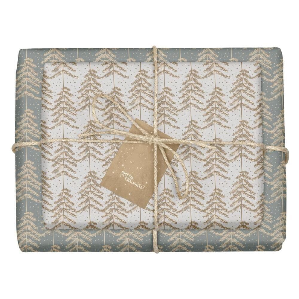 Geschenkpapier Set Weihnachten für Erwachsene: Tanne (grau, braun, schlicht, modern, edel)