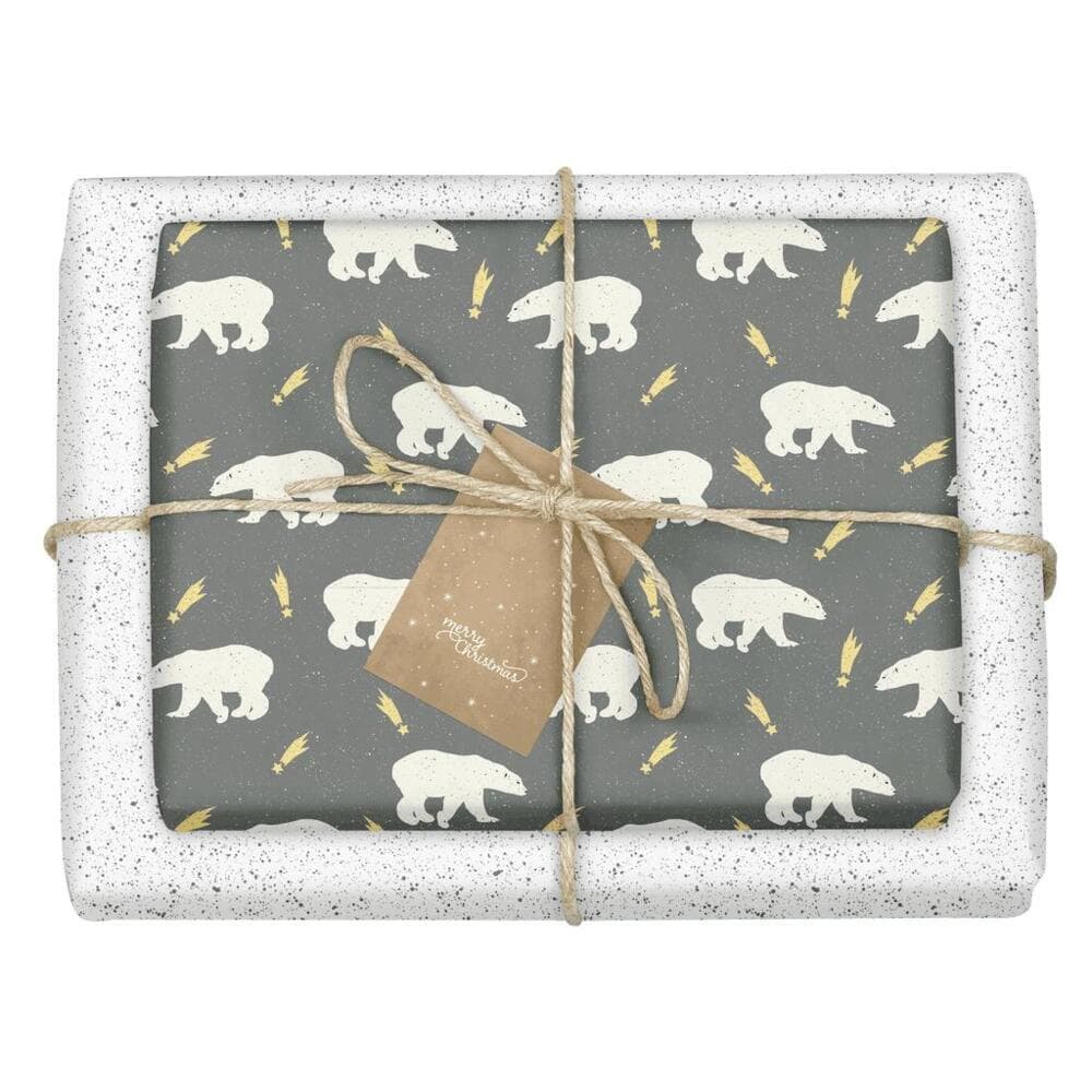 Geschenkpapier Set Weihnachten: Eisbär (schwarz, weiß) für Kinder und Erwachsene