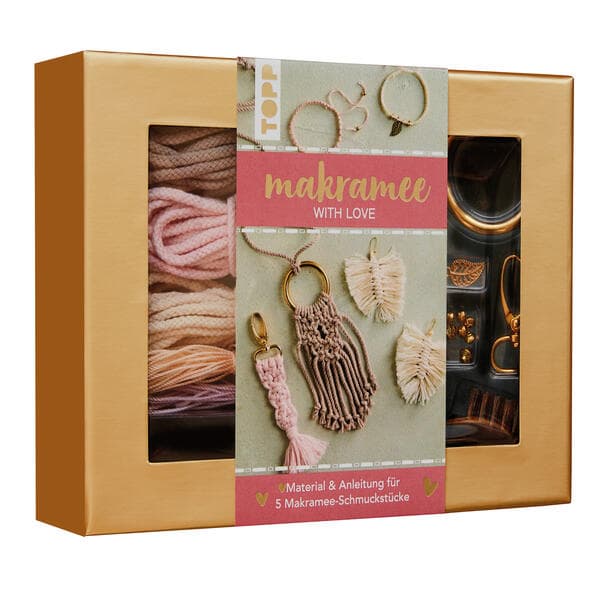 Makramee-Schmuckset "With Love" (Rosé/Natur)