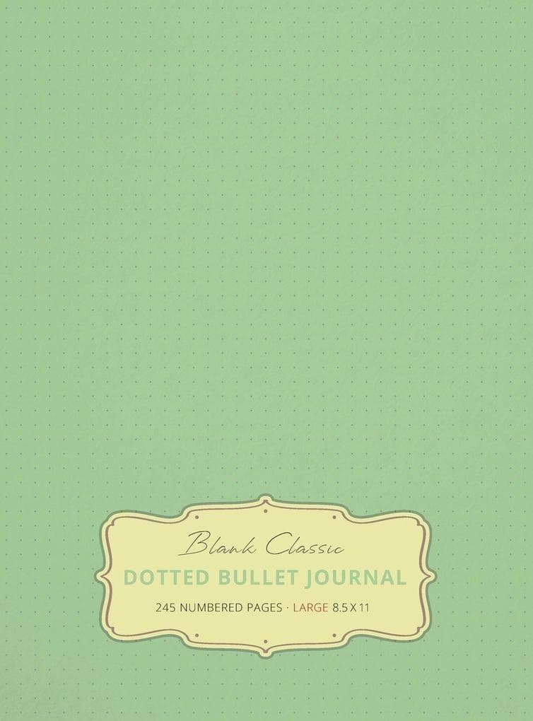 Large 8.5 x 11 Dotted Bullet Journal (Sea Foam Green #16) Hardcover - 245 Numbered Pages