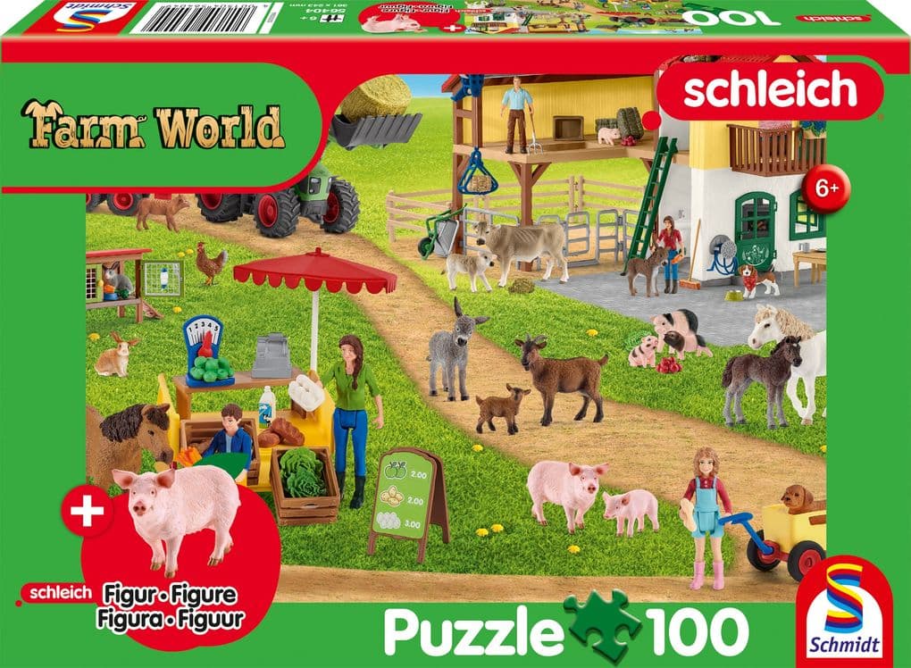 Farm World, Bauernhof und Hofladen. Puzzle 100 Teile, mit Add-on (eine Original Figur)