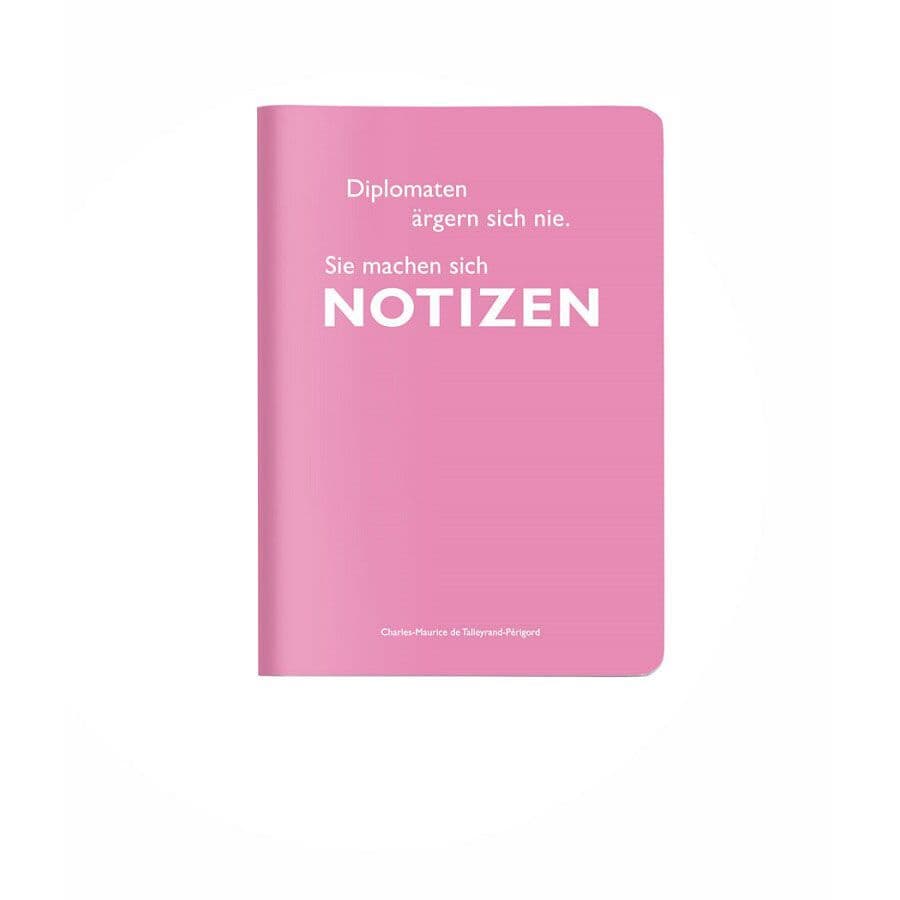 Heft A6 kariert, "Diplomaten ärgern sich nie. Sie machen sich Notizen." (Maurice de Talleyrand-Périgord)