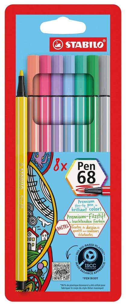 STABILO Filzstifte Pen 68 Pastell, 8er Set