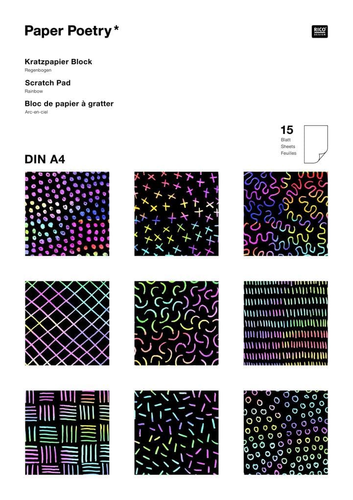 Kratzpapier Block Regenbogen, Din A4 FSC MIX