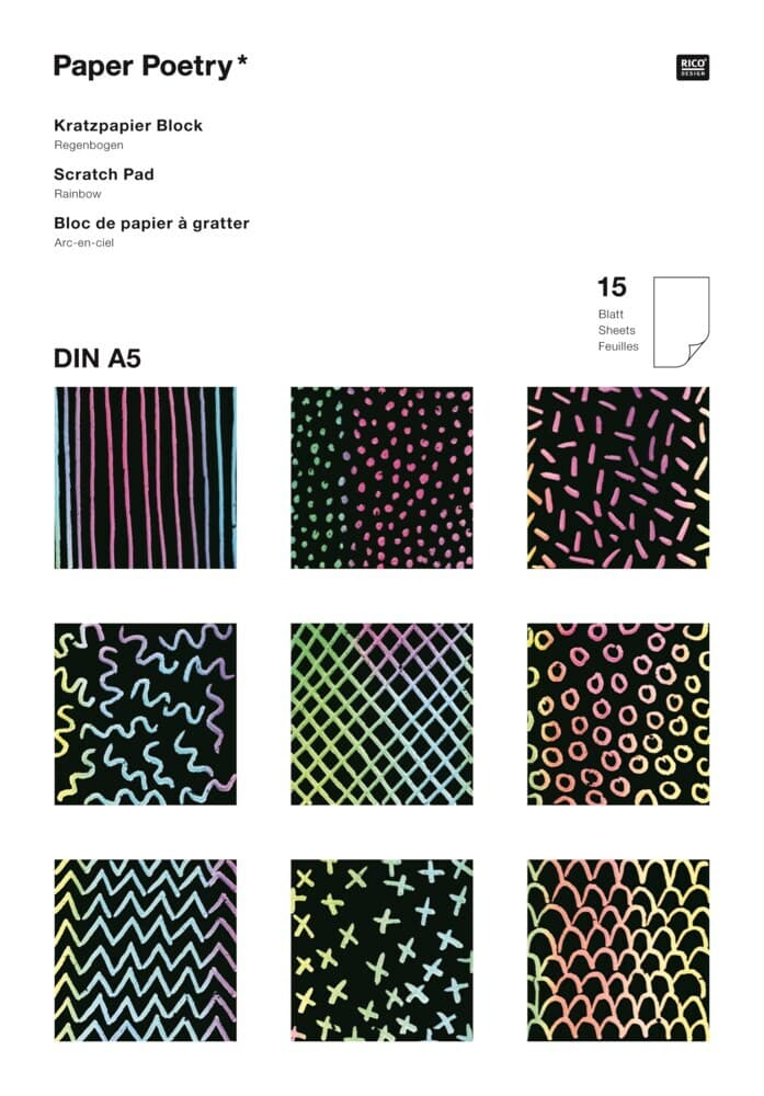 Kratzpapier Block Regenbogen, Din A5 FSC MIX