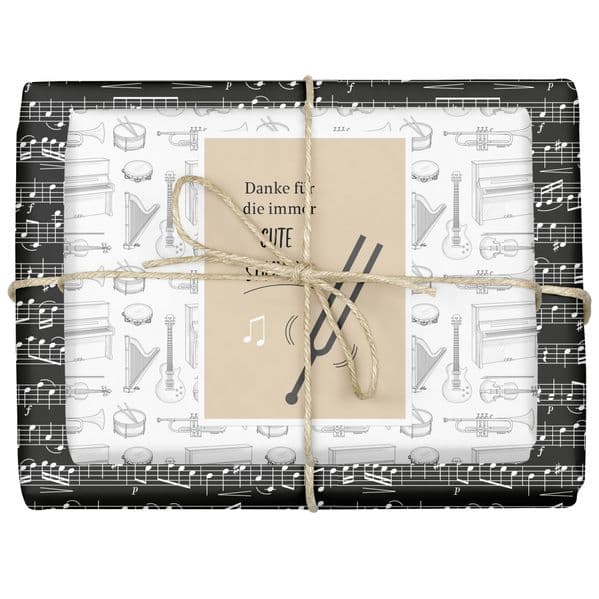 Geschenkpapier-Set: Musik, Instrumente, Noten