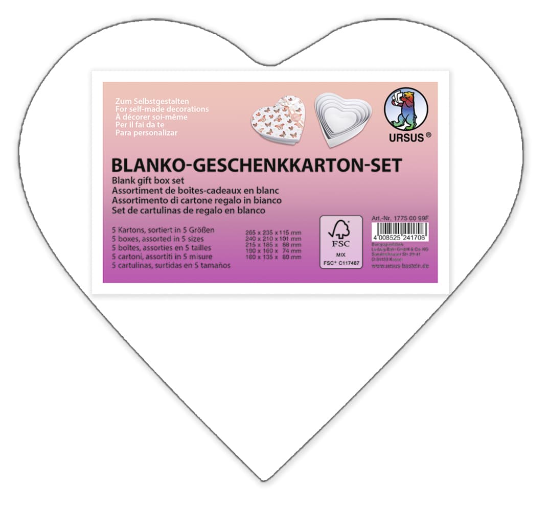 URSUS Blanko-Geschenkkarton-Set "Herz", groß