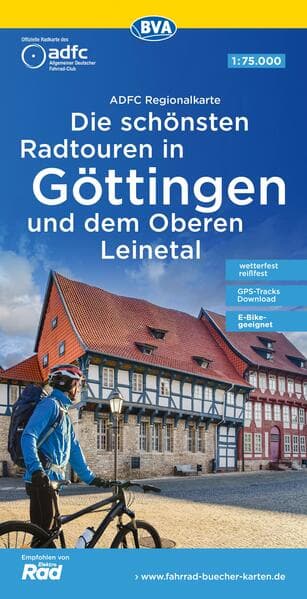 ADFC-Regionalkarte Die schönsten Radtouren in Göttingen und dem Oberen Leinetal, mit Tagestourenvorschlägen, 1:75.000, reiß- und wetterfest, E-Bike-geeignet, GPS-Tracks Download