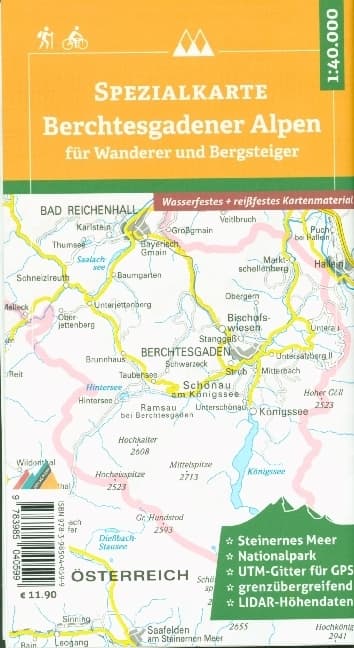 Spezialkarte Berchtesgadener Alpen für Wanderer und Bergsteiger 1 : 40.000