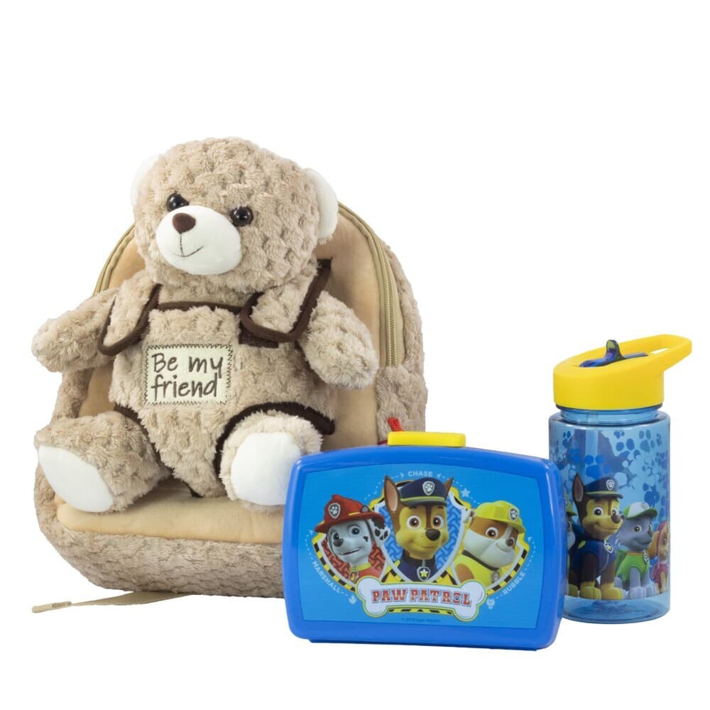 Plüschrucksack Bear Boy mit Brotdose und Trinkflasche