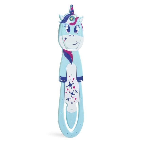 Flexilight Pals Leselicht (Einhorn) - blau - 2 in 1 Leselampe & Lesezeichen - LED Leselicht - Geschenk für Leser, Buchliebhaber - Deutsche Ausgabe