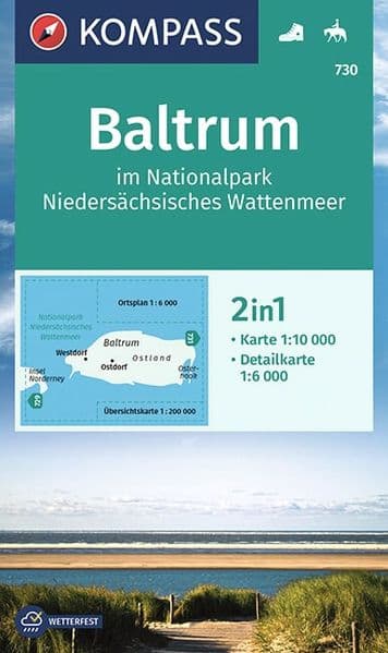 KOMPASS Wanderkarte 730 Baltrum im Nationalpark Niedersächsisches Wattenmeer 1:10.000