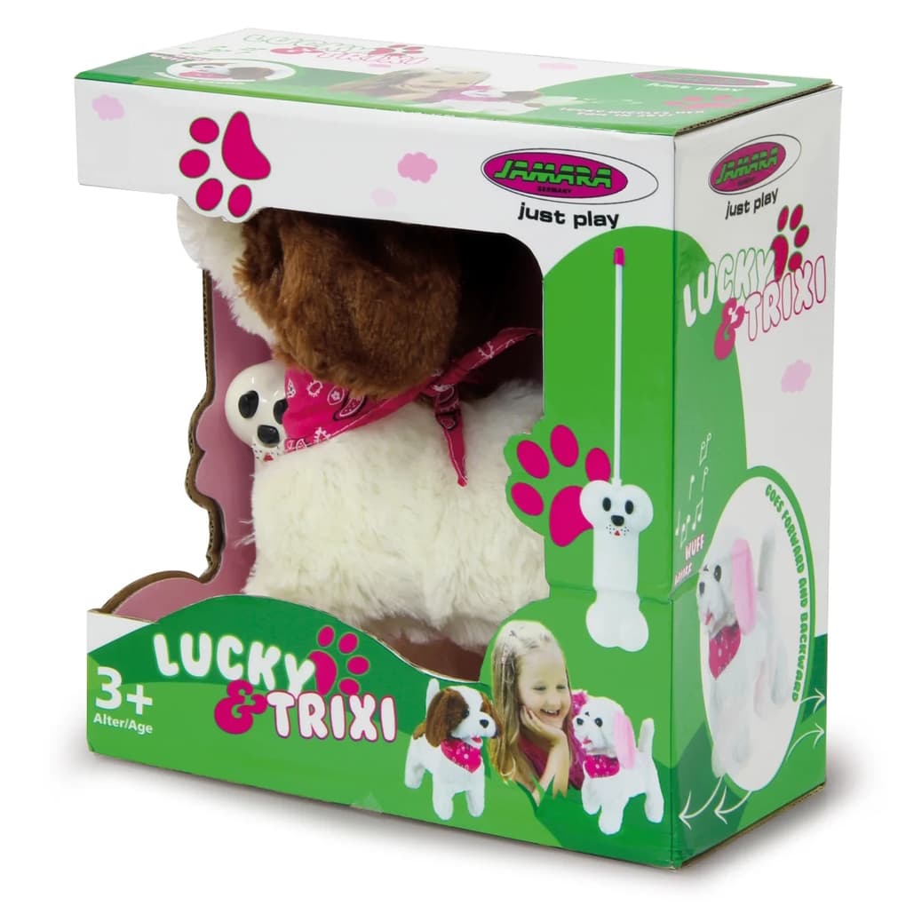Jamara - RC Plüschhund Lucky, 27 MHz, Weiss/Braun