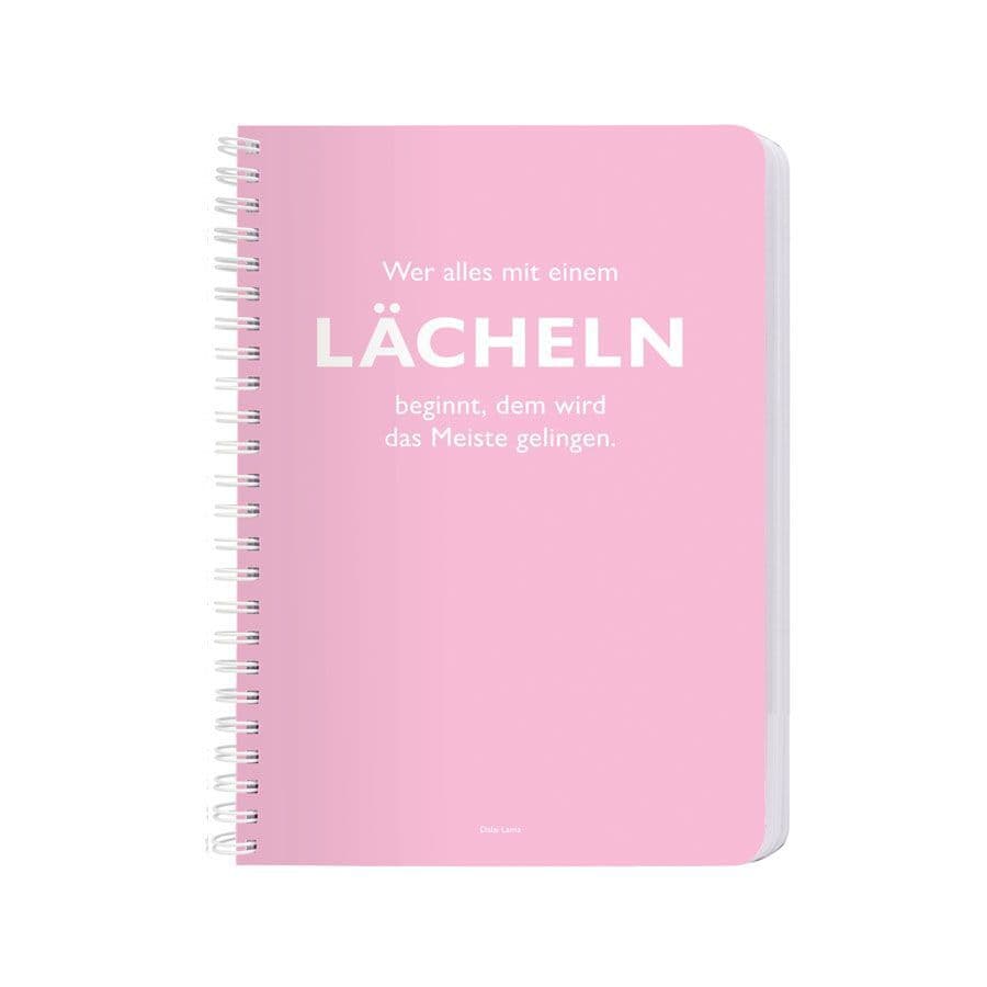 Ringbuch A5 rosa, "Wer alles mit einem Lächeln beginnt, dem wird das Meiste gelingen." (Dalai Lama)