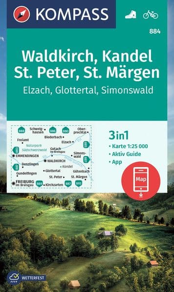 KOMPASS Wanderkarte 884 Waldkirch, Kandel, St.Peter, St. Märgen 1:25.000