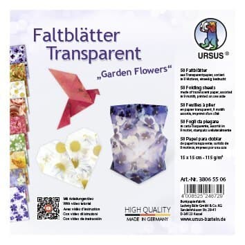 URSUS Falten Transparentpapier-Faltblätter Garden Flowers, 115 g/m², 15 x 15 cm, sortiert