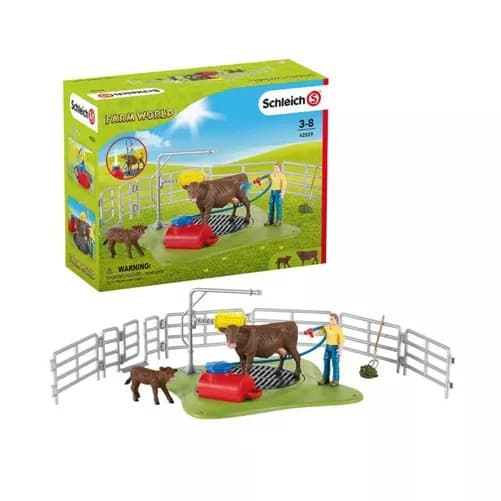 Schleich 42529 - Farm World, Kuh Waschstation, Spielset
