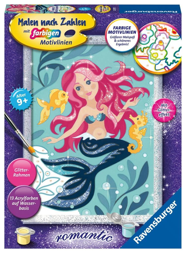 Ravensburger Malen nach Zahlen 20297 - Hübsche Meerjungfrau - Kinder ab 9 Jahren