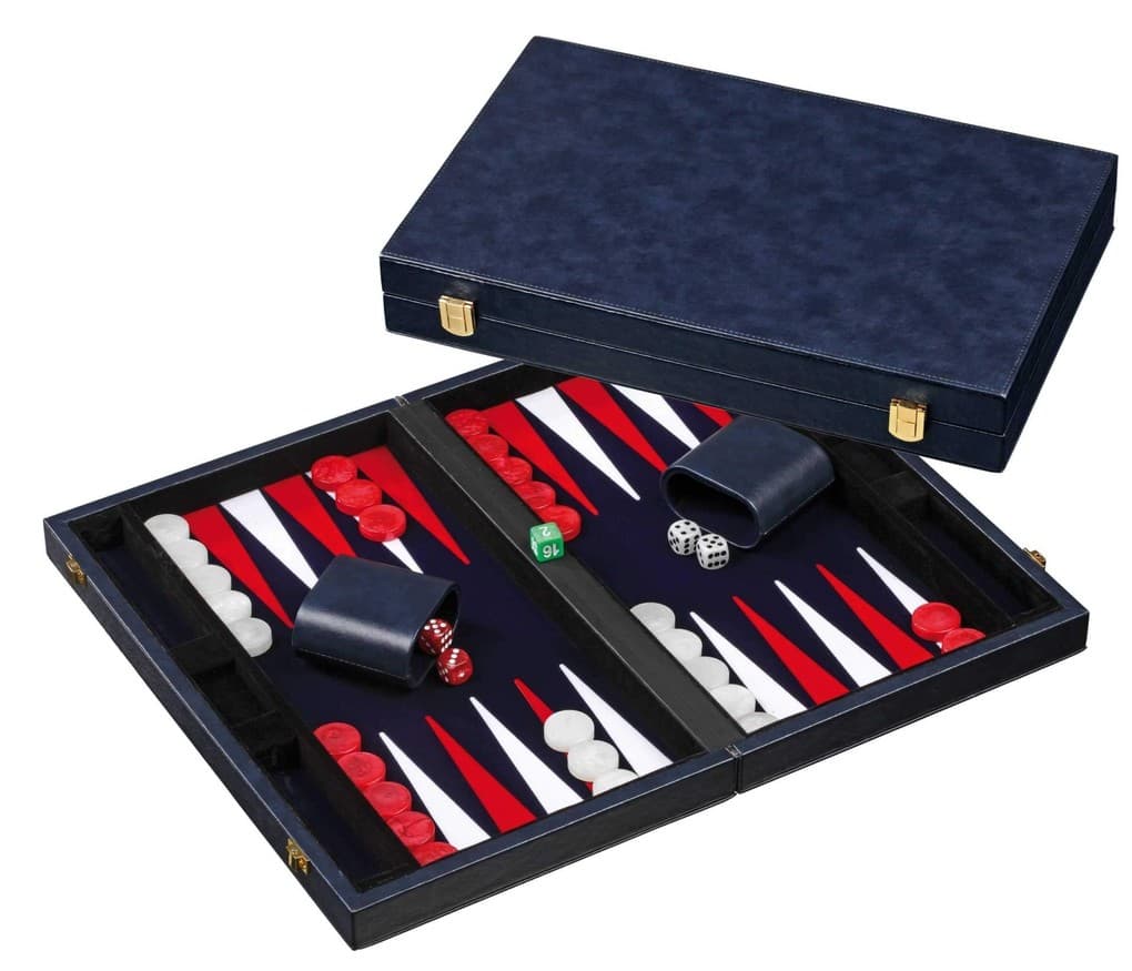 Philos 1734 - Backgammon, blau, medium, Kunstleder