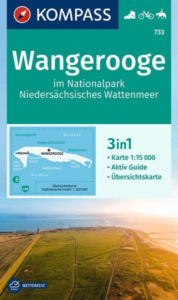 KOMPASS Wanderkarte 733 Wangerooge im Nationalpark Niedersächsisches Wattenmeer 1:15.000