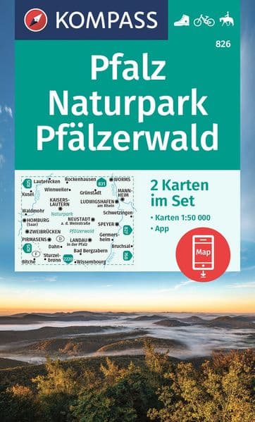 KOMPASS Wanderkarten-Set 826 Pfalz, Naturpark Pfälzerwald (2 Karten) 1:50.000