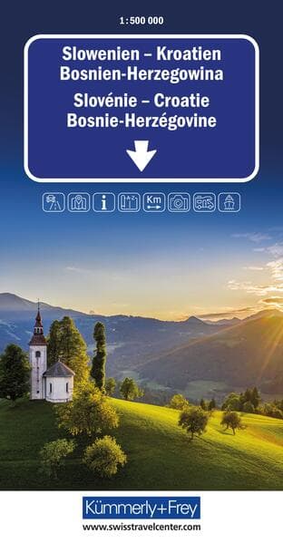 Kümmerly+Frey Strassenkarte Slowenien, Kroatien, Bosnien-Herzegowina 1:500.000