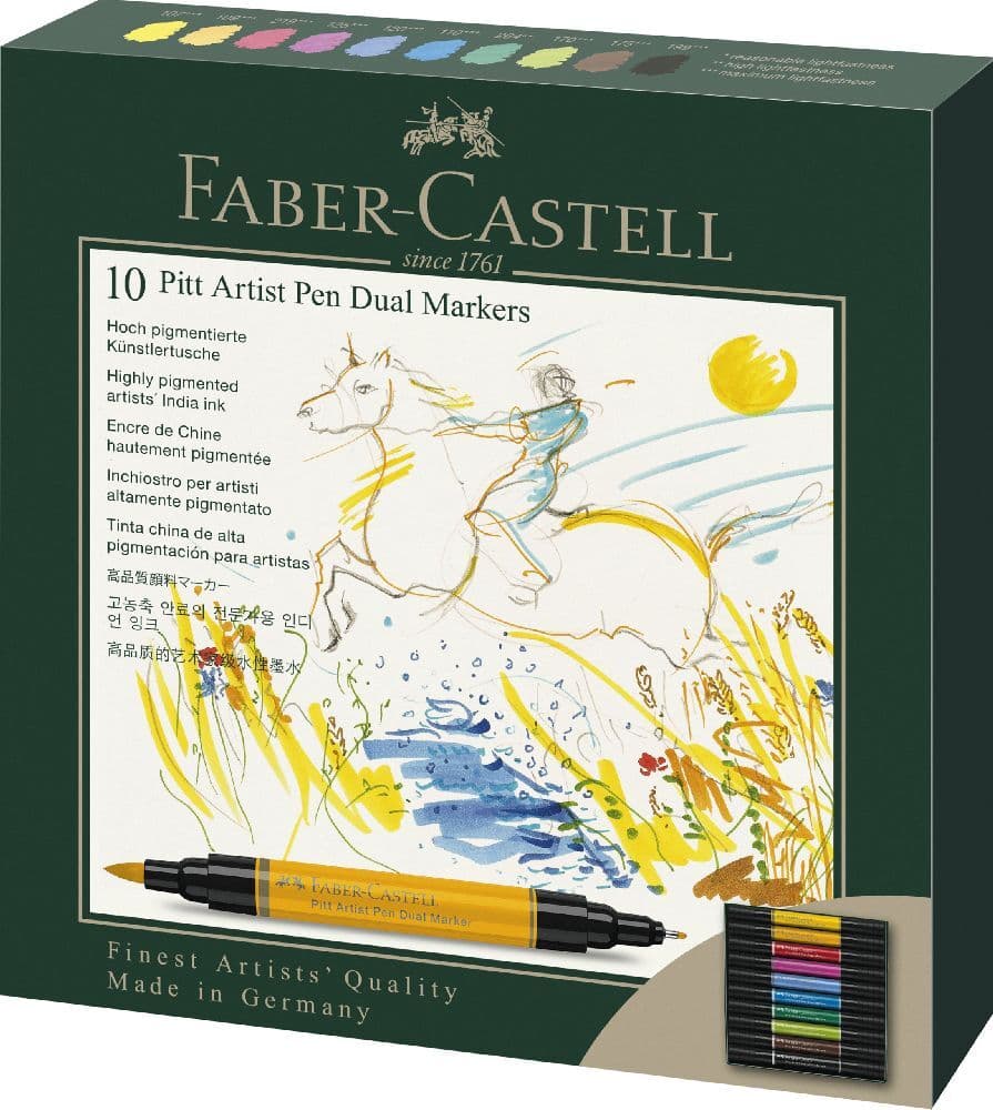 Faber-Castell Dual Marker Pitt Artist Pen Tuschestift, 10er Set