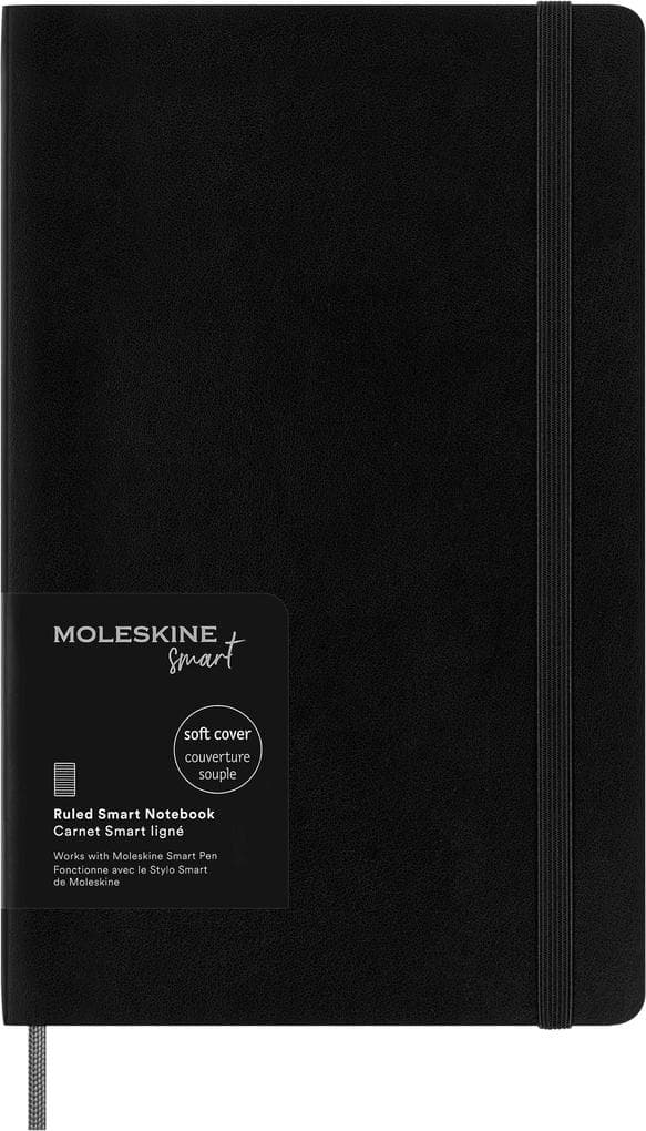 Moleskine Smart Notebook, Large, Ruled, Black, Soft Cover (5 x 8.25)
