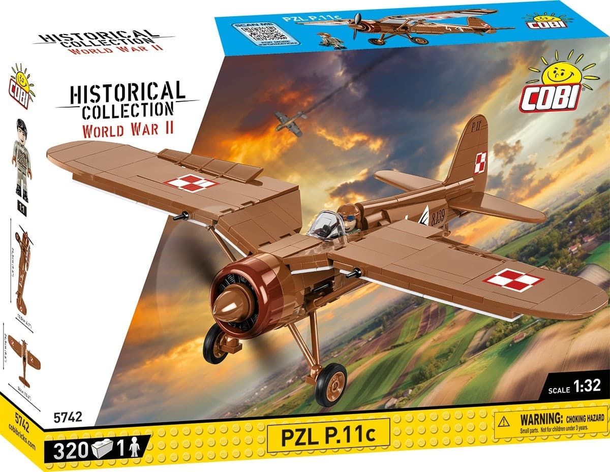COBI Historical Collection 5742 - PZL P.11c Flugzeug WWII, 320 Klemmbausteine