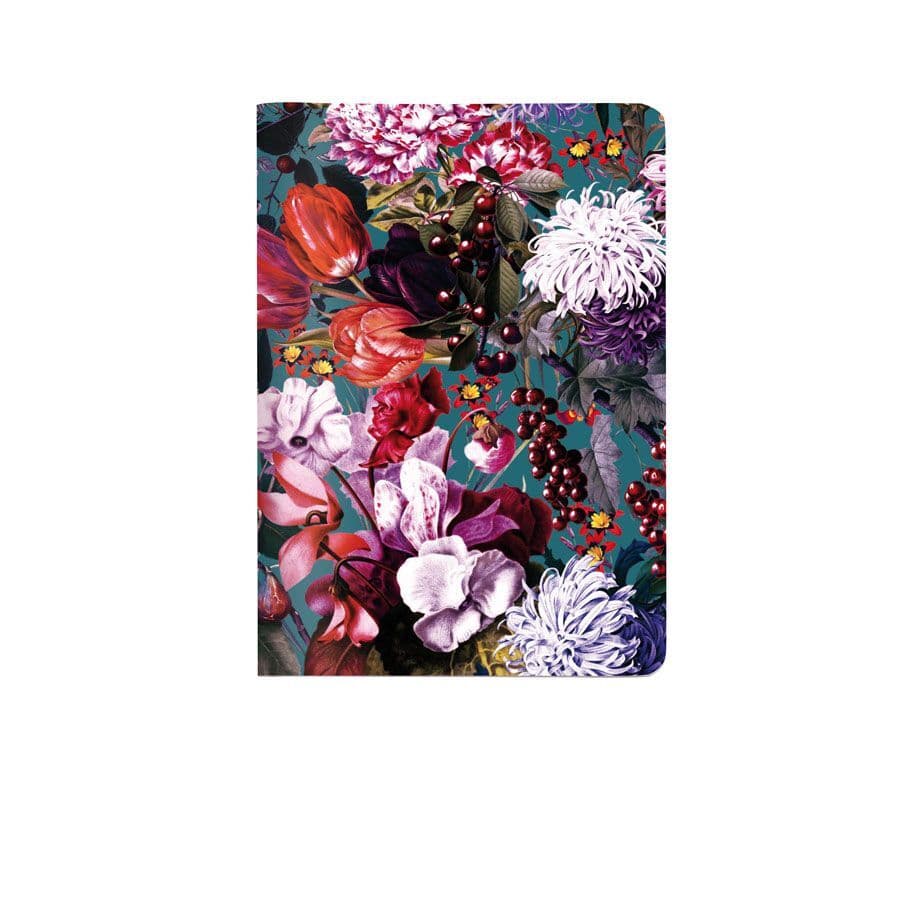 Heft A6 Blumenbouquet petrol