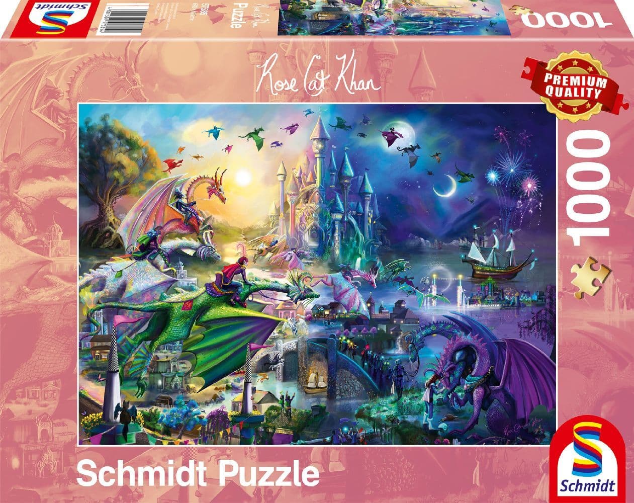 Schmidt Spiele - Rose Cat Khan - Nächtlicher Drachen-Wettstreit, 1000 Teile