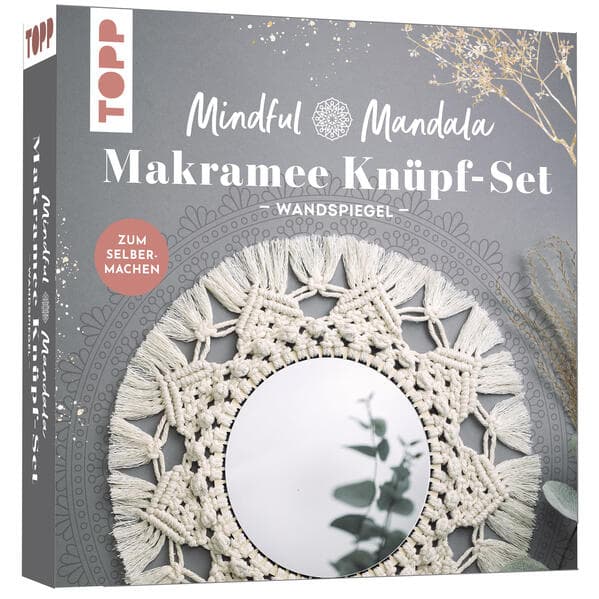 Mindful Mandala - Makramee-Knüpf-Set: Wandspiegel. Mit Anleitung und Material zum Selberknüpfen