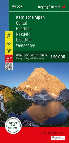 freytag & berndt Wanderkarte WK 223 Karnische Alpen, Gailtal - Gitschtal - Nassfeld - Lesachtal - Weissensee 1:50.000