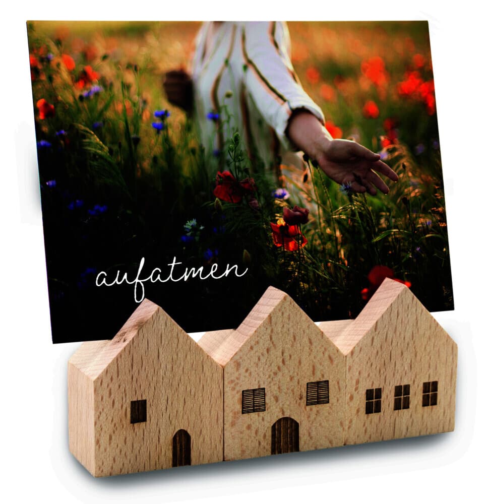3er-Set Holzhäuser mit Kartenschlitz