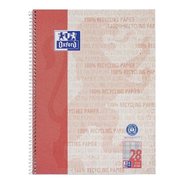 OXFORD Recycling Collegeblock A4+ (220 x 295 mm) 80 Blatt kariert mit Doppelrand