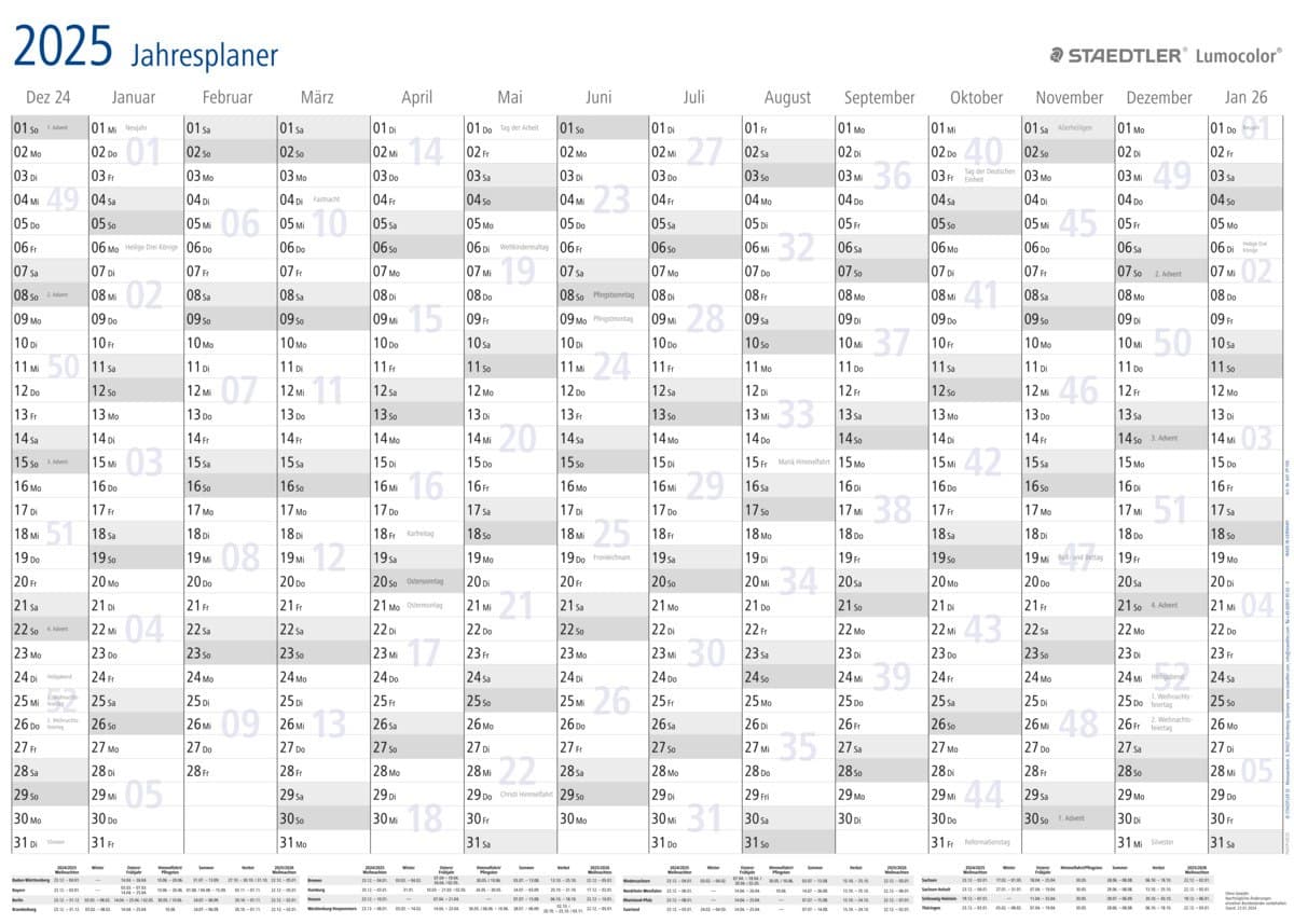 STAEDTLER Kalender Lumocolor Jahresplaner 2026