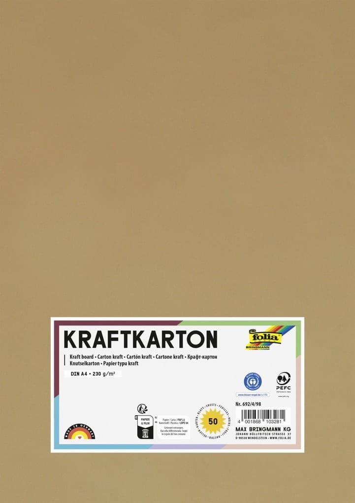 Folia Kraftkarton 230g/m² DIN A4, 50 Blatt