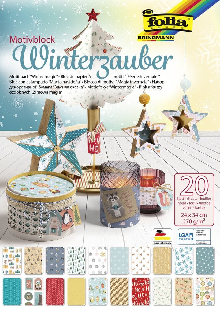 Folia Motivblock WINTERZAUBER, 24x34cm, 20 Blatt sortiert