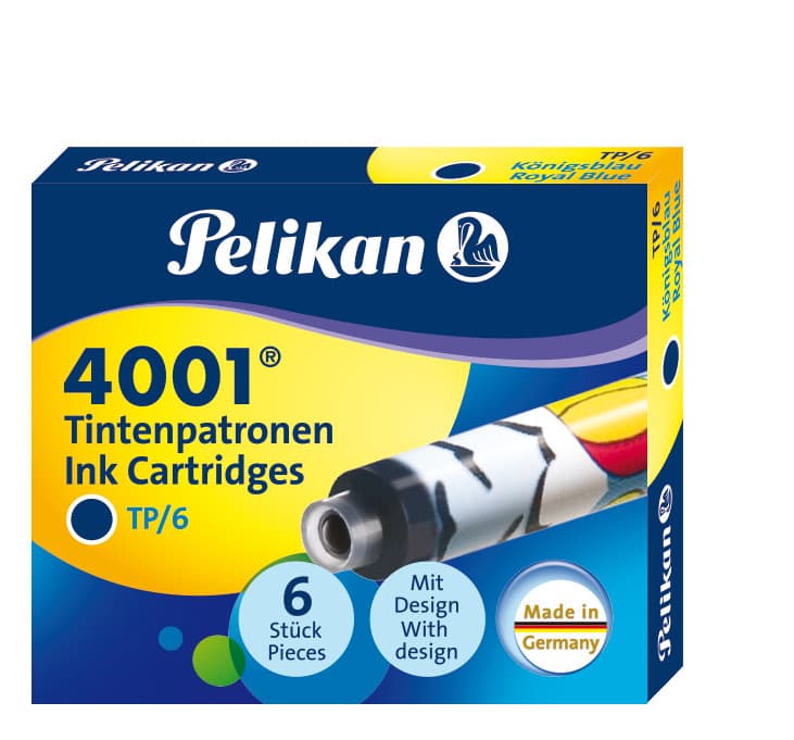 Pelikan Tintenpatronen 4001® 6er Set mit bunt bedruckten Standard-Tintenpatronen Königsblau