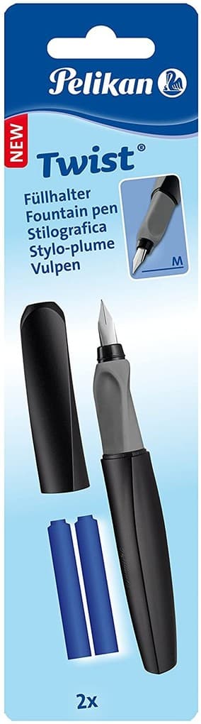 Pelikan Füllhalter Twist, Feder M, Black, universell für Rechts- und Linkshänder