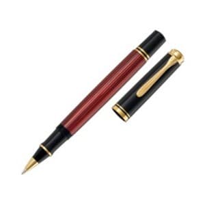 Pelikan Tintenroller Souverän® R400, 24-Karat vergoldete Zierelemente, Schwarz-Rot
