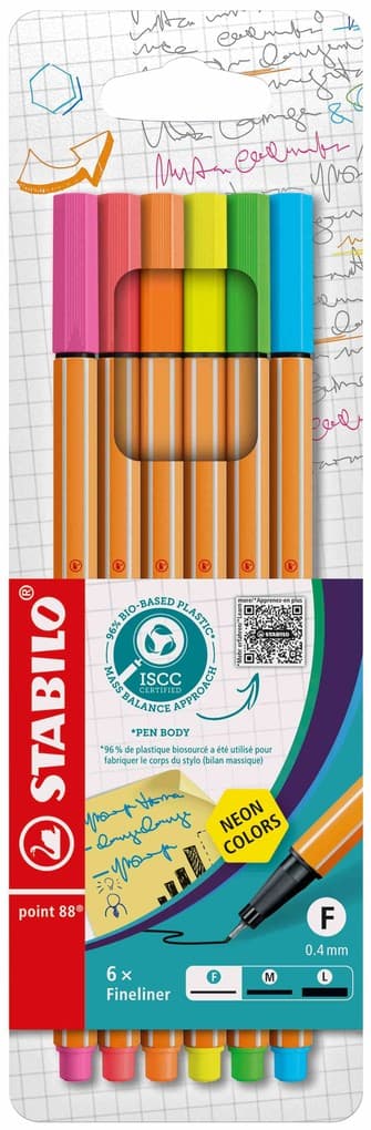 STABILO Fineliner point 88 Neon, 6er Set