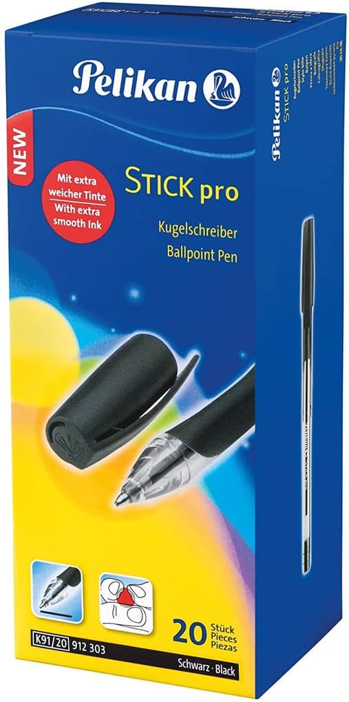 Pelikan Kugelschreiber Stick pro, 1 Box mit 20 Stück in Schwarz