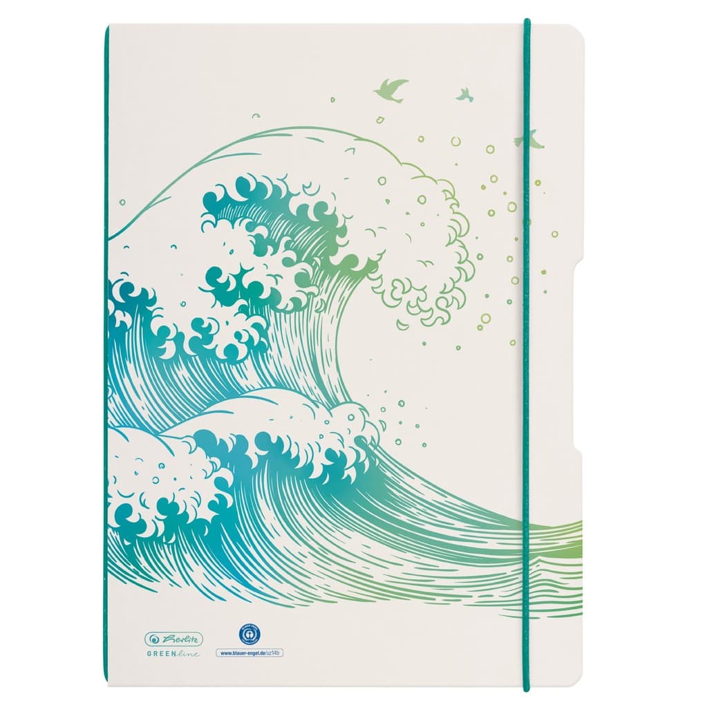 Herlitz Notizheft A4 2x40 kariert + liniert GREENline Welle