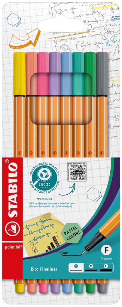 STABILO Fineliner point 88 Pastell, 8er Set
