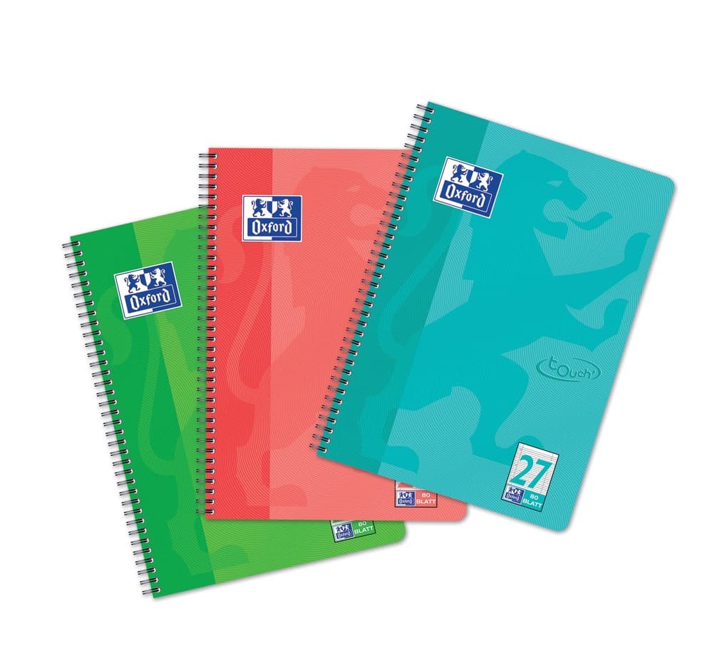 Oxford Collegeblock Touch A4+, L27, 80 Blatt 90g/m² Optik Paper, 1 Stück sortiert